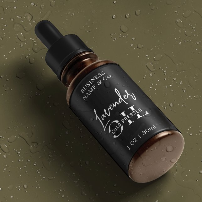 Minimalistisch Schwarz 1 OZ Hautpflege Flasche was Etiketten (Minimal black skincare bottle wrap around waterproof stickers with fully editable text & colors)