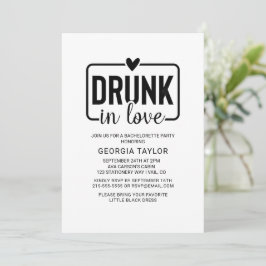 Minimalistisch Schwarz "Betrunken in Liebe" Bachel Einladung