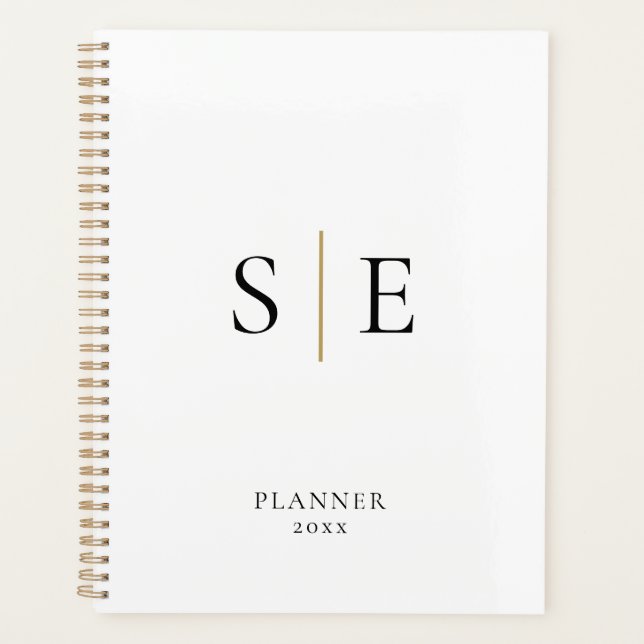 Minimalistisch-Schwarz-Gold-Monogramm-Planer 2023 Planer (Vorderseite)
