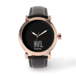 Minimalistisch Schwarz-Grau-Personalisiert-Monogra Armbanduhr