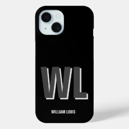 Minimalistisch Schwarz-Grau-Personalisiert-Monogra Case-Mate iPhone Hülle