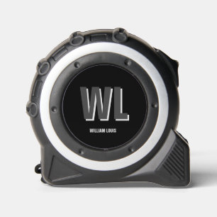 Minimalistisch Schwarz-Grau-Personalisiert-Monogra Maßband