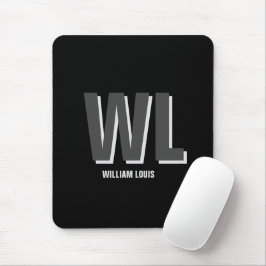 Minimalistisch Schwarz-Grau-Personalisiert-Monogra Mousepad