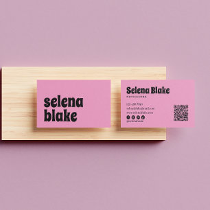 Minimalistisch Schwarz/Rosa  Moderner QR-Code Visitenkarte