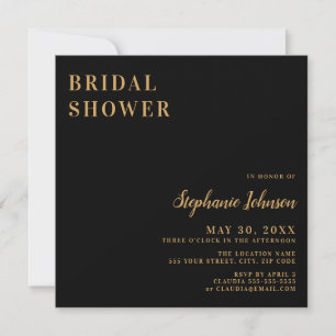 Minimalistisch Schwarz und Gold Brautparty Invitat Einladung