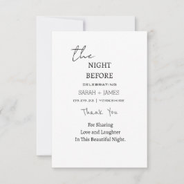 Minimalistisch Schwarz und Weiß die Nacht vor der Dankeskarte