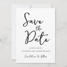 Minimalistisch Schwarz und Weiß Save the Date einf