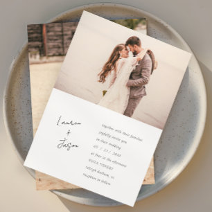 Minimalistisch Schwarz/Weiß 2 Foto Hochzeit Einladung