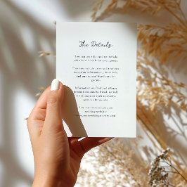 Minimalistisch Schwarz/Weiß | Angaben zum Hochzeit Begleitkarte