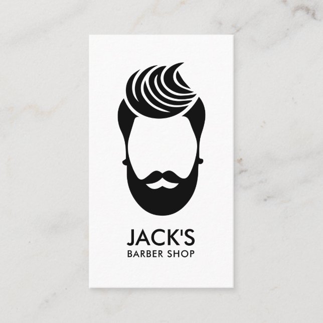 Minimalistisch Schwarz-Weiß-Barbershop Visitenkarte (Vorderseite)