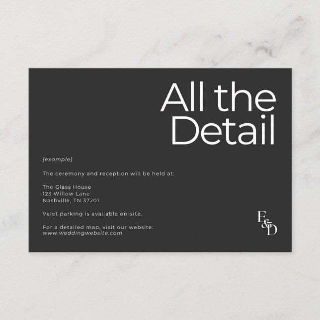 Minimalistisch Schwarz/Weiß Begleitkarte (Vorderseite)