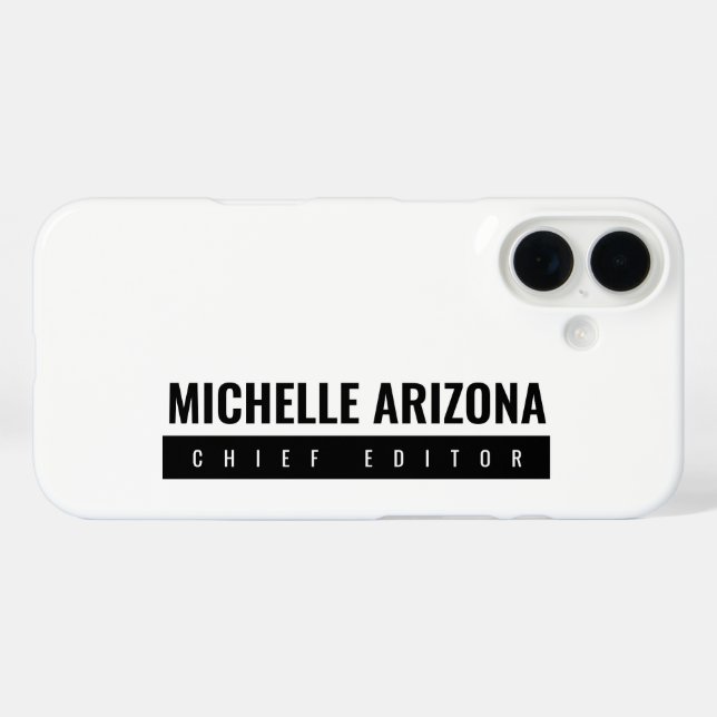 Minimalistisch Schwarz/Weiß Beruflich iPhone 16 Hülle (Rückseite (Horizontal))