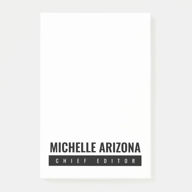 Minimalistisch Schwarz/Weiß Beruflich Post-it Klebezettel (Vorderseite)