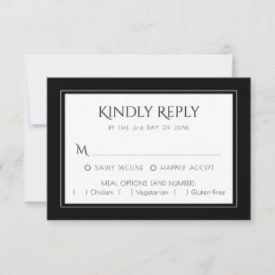 Minimalistisch Schwarz/Weiß   Classic Moder Entree RSVP Karte