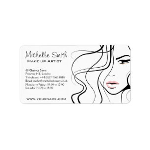 Minimalistisch Schwarz-Weiß-Elegant Feminine Makeu Adressaufkleber
