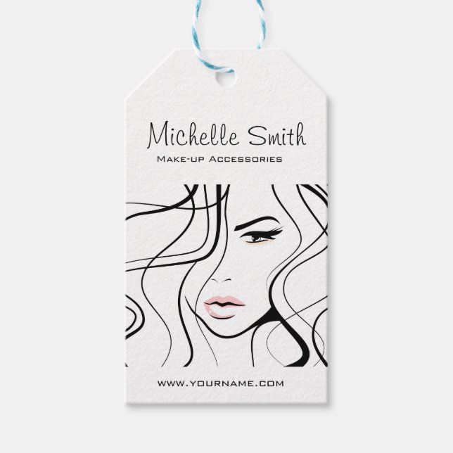 Minimalistisch Schwarz-Weiß-Elegant Feminine Makeu Geschenkanhänger (Vorderseite)
