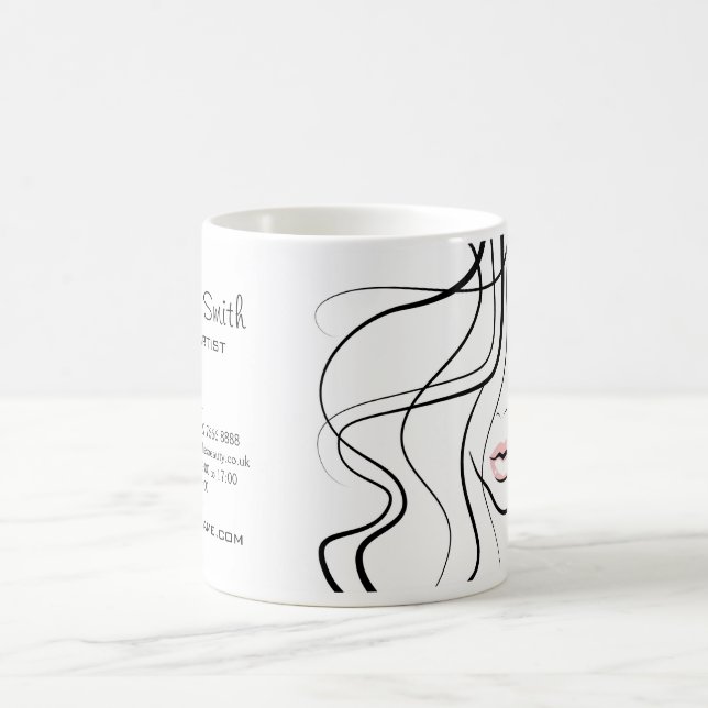 Minimalistisch Schwarz-Weiß-Elegant Feminine Makeu Kaffeetasse (Mittel)