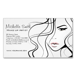 Minimalistisch Schwarz-Weiß-Elegant Feminine Makeu Magnetische Visitenkarte