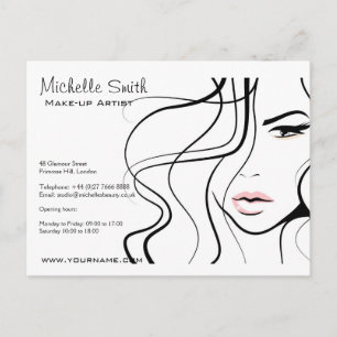 Minimalistisch Schwarz-Weiß-Elegant Feminine Makeu Postkarte