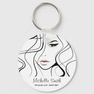 Minimalistisch Schwarz-Weiß-Elegant Feminine Makeu Schlüsselanhänger