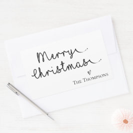 Minimalistisch Schwarz & Weiß frohe Weihnachten Rechteckiger Aufkleber