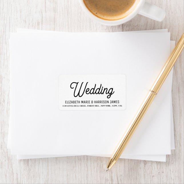 Minimalistisch - Schwarz & Weiß - Hochzeitslabel Adressaufkleber (Insitu)