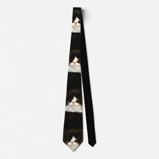 Minimalistisch Schwarz-weiß Kitten Krawatte (Vorderseite)