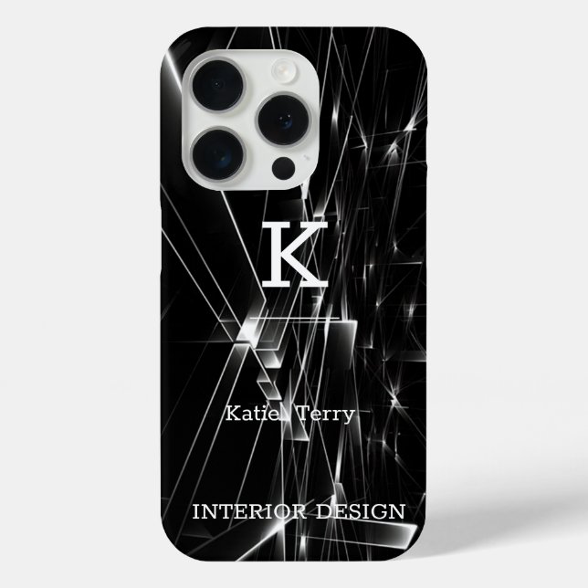 Minimalistisch Schwarz-Weiß-Moderne Monogram Case  (Rückseite)