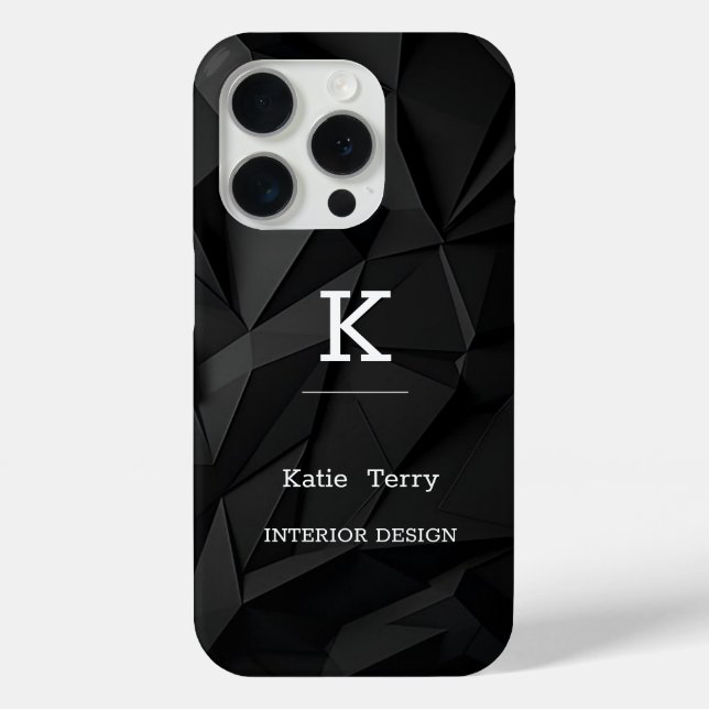 Minimalistisch Schwarz-Weiß-Moderne Monogram Case  (Rückseite)