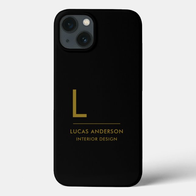 Minimalistisch Schwarz-Weiß-Moderne Monogram Case  (Rückseite)