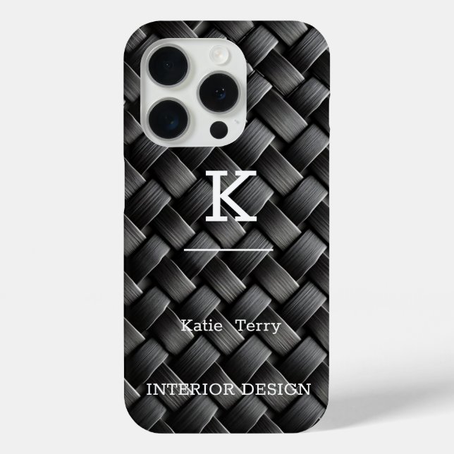 Minimalistisch Schwarz-Weiß-Moderne Monogram Case  (Rückseite)