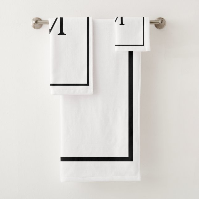 Minimalistisch Schwarz-Weiß-Monogramm Badhandtuch Set (Insitu)