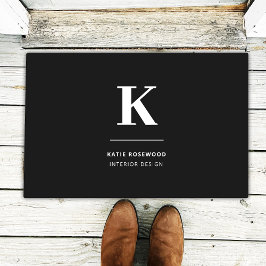 Minimalistisch Schwarz-Weiß-Monogramm Fußmatte