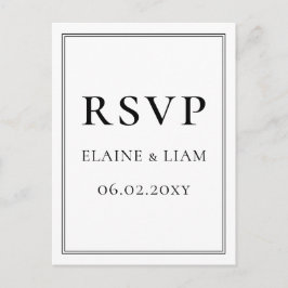 Minimalistisch Schwarz-Weiß-Monogramm-Hochzeit rsv Einladungspostkarte