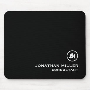 Minimalistisch Schwarz-Weiß-Monogramm Mousepad