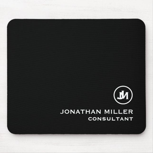 Minimalistisch Schwarz-Weiß-Monogramm Mousepad (Vorne)