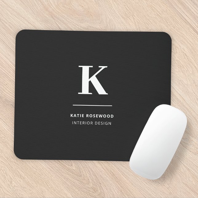 Minimalistisch Schwarz-Weiß-Monogramm Mousepad (Von Creator hochgeladen)