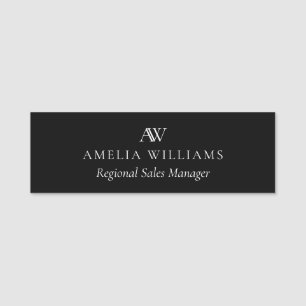 Minimalistisch Schwarz-Weiß-Monogramm Namensschild