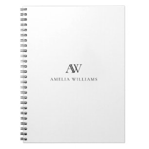 Minimalistisch Schwarz-Weiß-Monogramm Notizblock