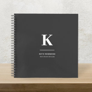 Minimalistisch Schwarz-Weiß-Monogramm Notizbuch