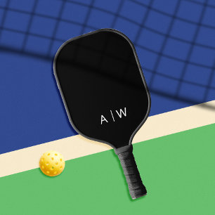 Minimalistisch Schwarz-Weiß-Monogramm Pickleball Schläger