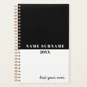 Minimalistisch Schwarz/Weiß Personalisiert Planer