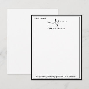 Minimalistisch Schwarz-weiß vom Schreibtisch der K Dankeskarte