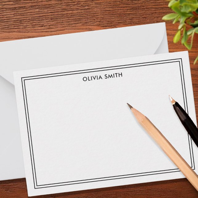 Minimalistisch Schwarz - Zwei Grenzen - Modernes M Mitteilungskarte (Von Creator hochgeladen)