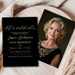 Minimalistisch Schwarzes Foto Gold 50. Geburtstag Einladung<br><div class="desc">Feiern Sie 50 im Stil mit einer Minimalistischen Script Black and Gold Geburtstagseinladung! Mit schlichten Schwarz- und Goldakzenten, eleganter Schriftzeichen und einem sauberen, modernen Design Set diese Einladung den Ton für ein anspruchsvolles Fest. Es ist perfekt für jeden Ort, von schicken Salons bis hin zu intimen Ansammlungen, und verbindet zeitlose...</div>