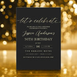 Minimalistisch Schwarzes Gold 50. Geburtstag Einladung<br><div class="desc">Feiern Sie 50 im Stil mit einer Minimalistischen Script Black and Gold Geburtstagseinladung! Mit schlichten Schwarz- und Goldakzenten, eleganter Schriftzeichen und einem sauberen, modernen Design Set diese Einladung den Ton für ein anspruchsvolles Fest. Es ist perfekt für jeden Ort, von schicken Salons bis hin zu intimen Ansammlungen, und verbindet zeitlose...</div>