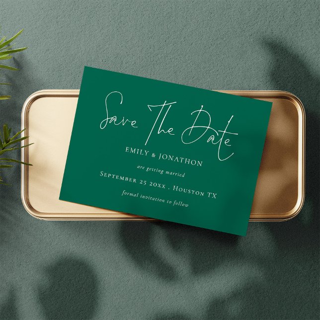 Minimalistisch Script Emerald Save the Date (Available digitally and printed)