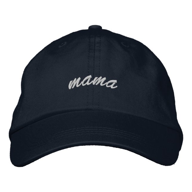 Minimalistisch Script Navy Mama Hat Bestickte Baseballkappe (Vorderseite)