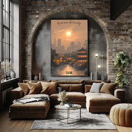 Minimalistisch Seoul Skyline - Kunst in Korea Poster