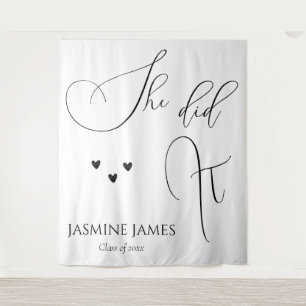 Minimalistisch Sie machte es Abschlussfeier Hinter Wandteppich